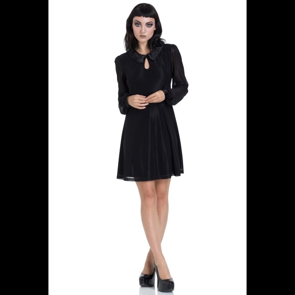 NWOT Jawbreaker Dotted Mesh Black Wednesday Dress - Picture 1 of 7